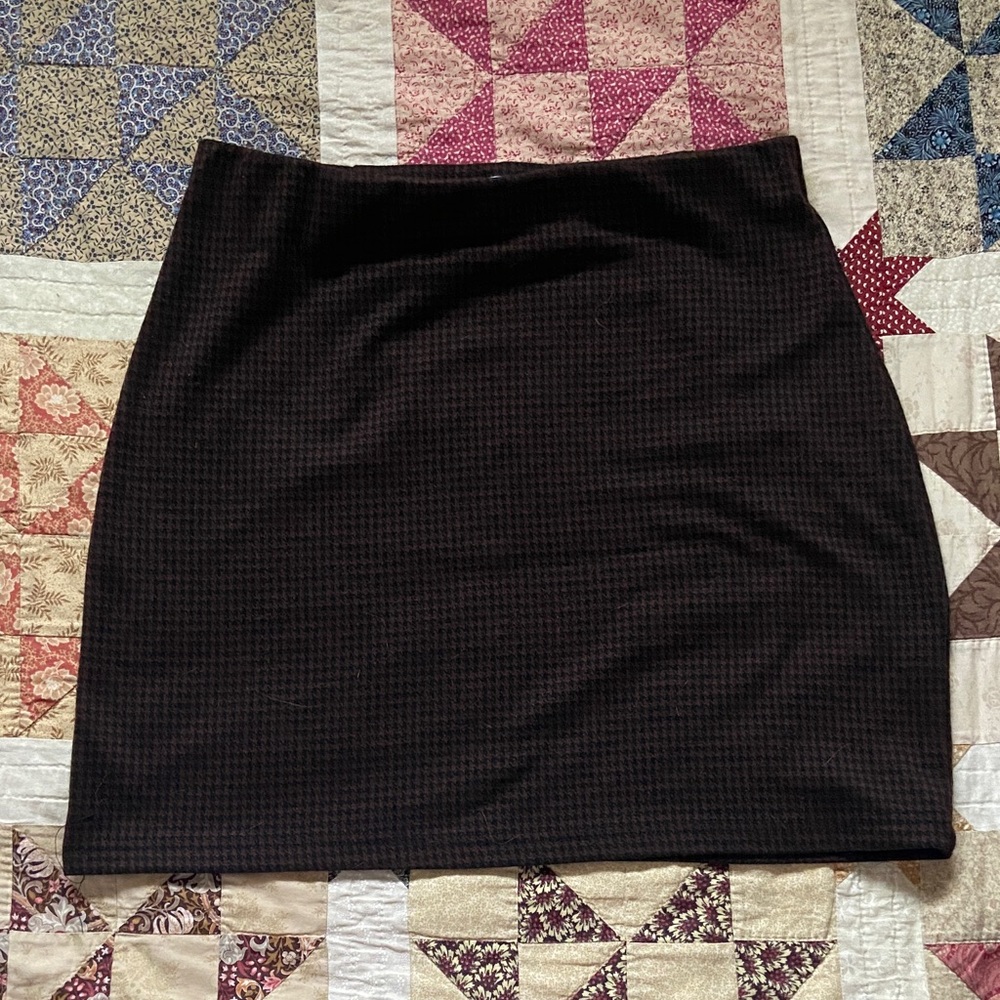 Ardene Brown Houndstooth Mini Pencil Skirt